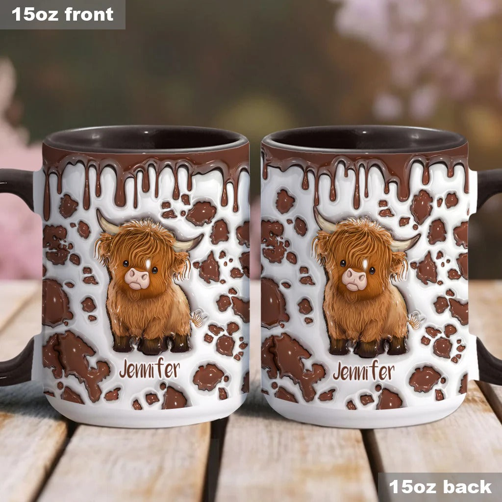 Personalized Cow Accent Mug Just A Girl Who Loves Highland Cow Highland Cow Merchandise - Image 4