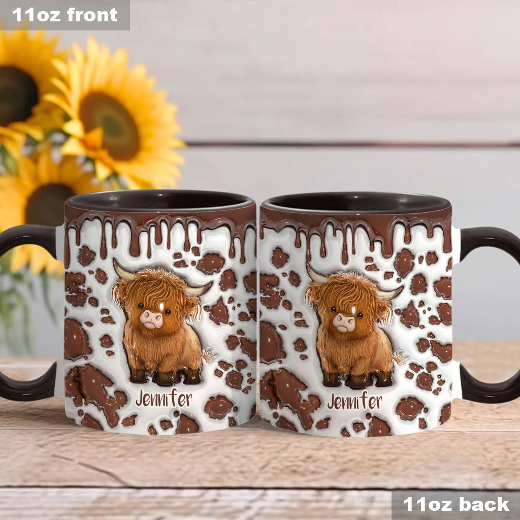 Personalized Cow Accent Mug Just A Girl Who Loves Highland Cow Highland Cow Merchandise - Image 3
