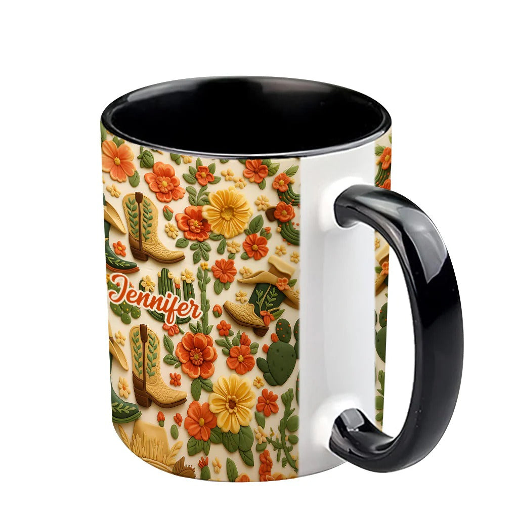 Personalized Cowgirl Accent Mug Cowgirl Boots Cactus Gift For Country Cowgirls - Image 5