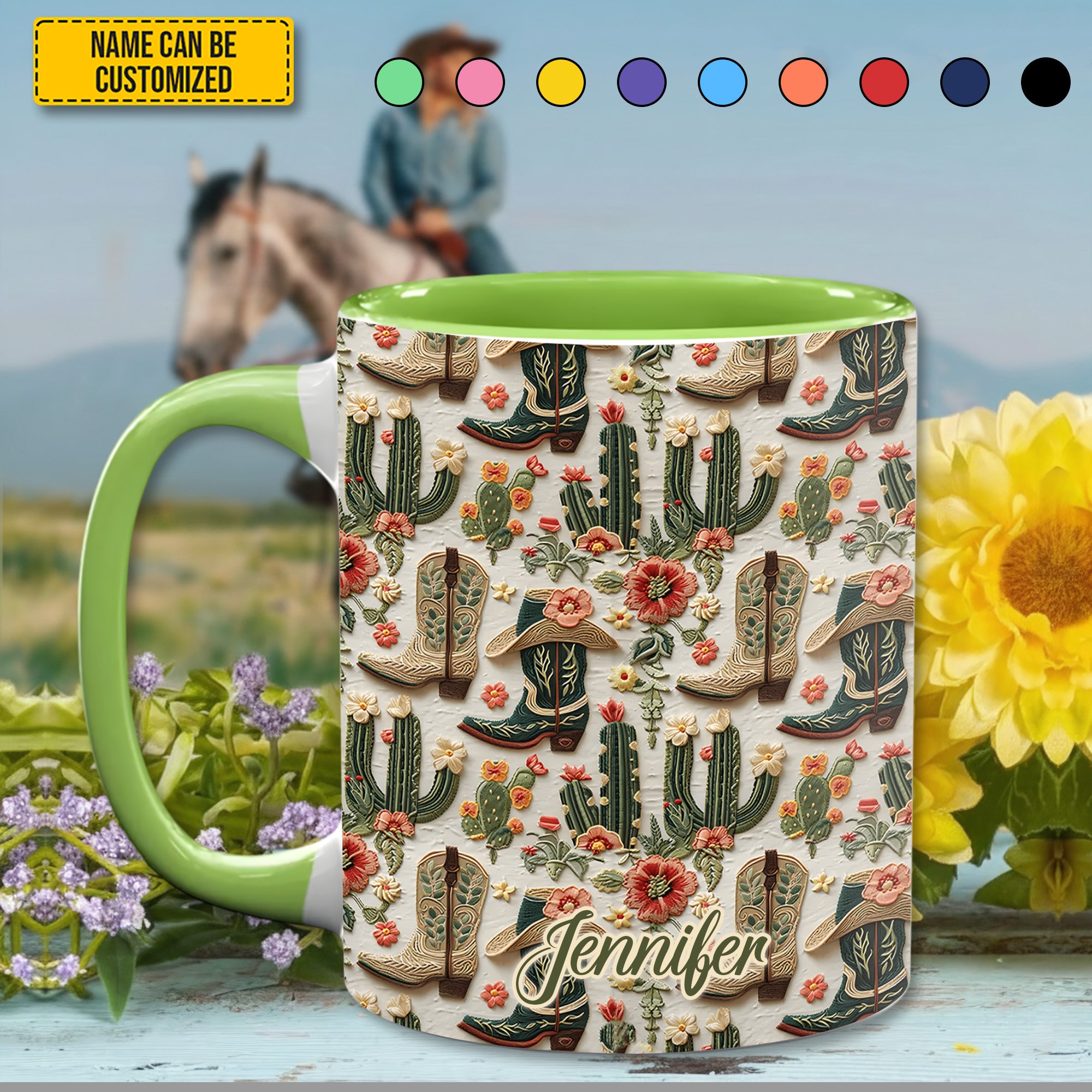 Personalized Cowgirl Accent Mug Cowgirl Boots Western Gift For Rodeo Cowgirls
