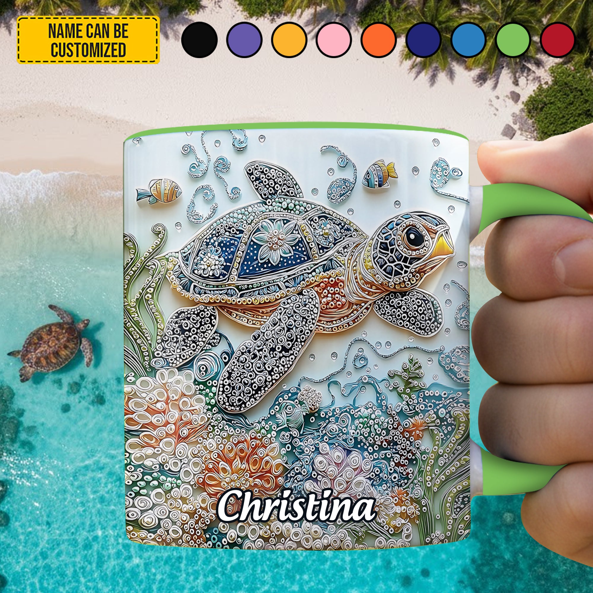 Personalized Crystal Turtle Ocean Accent Mug Gift Ideas For Sea Turtle Lovers - Image 4
