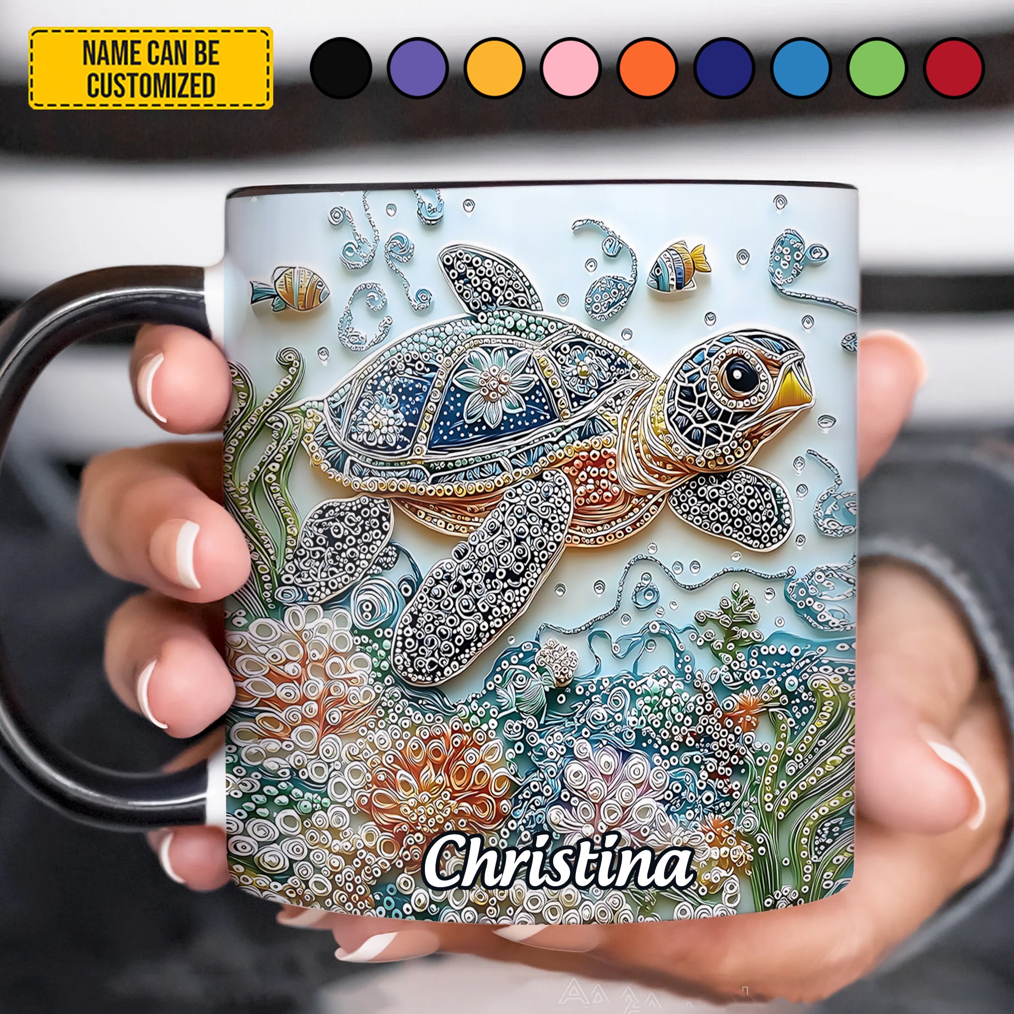 Personalized Crystal Turtle Ocean Accent Mug Gift Ideas For Sea Turtle Lovers - Image 2
