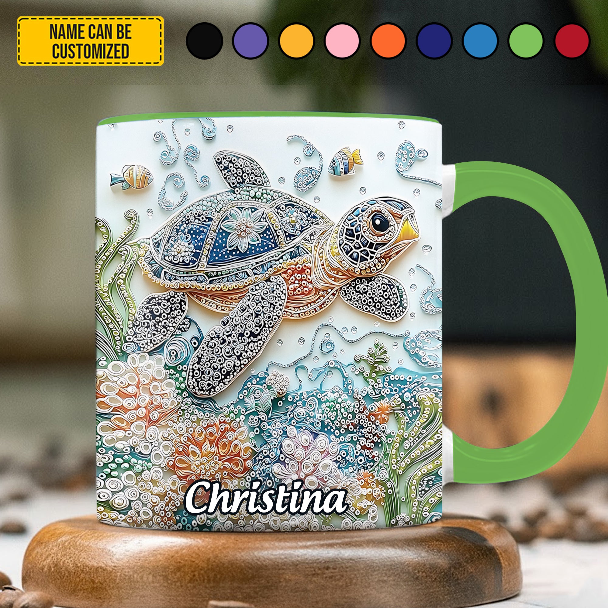 Personalized Crystal Turtle Ocean Accent Mug Gift Ideas For Sea Turtle Lovers - Image 3