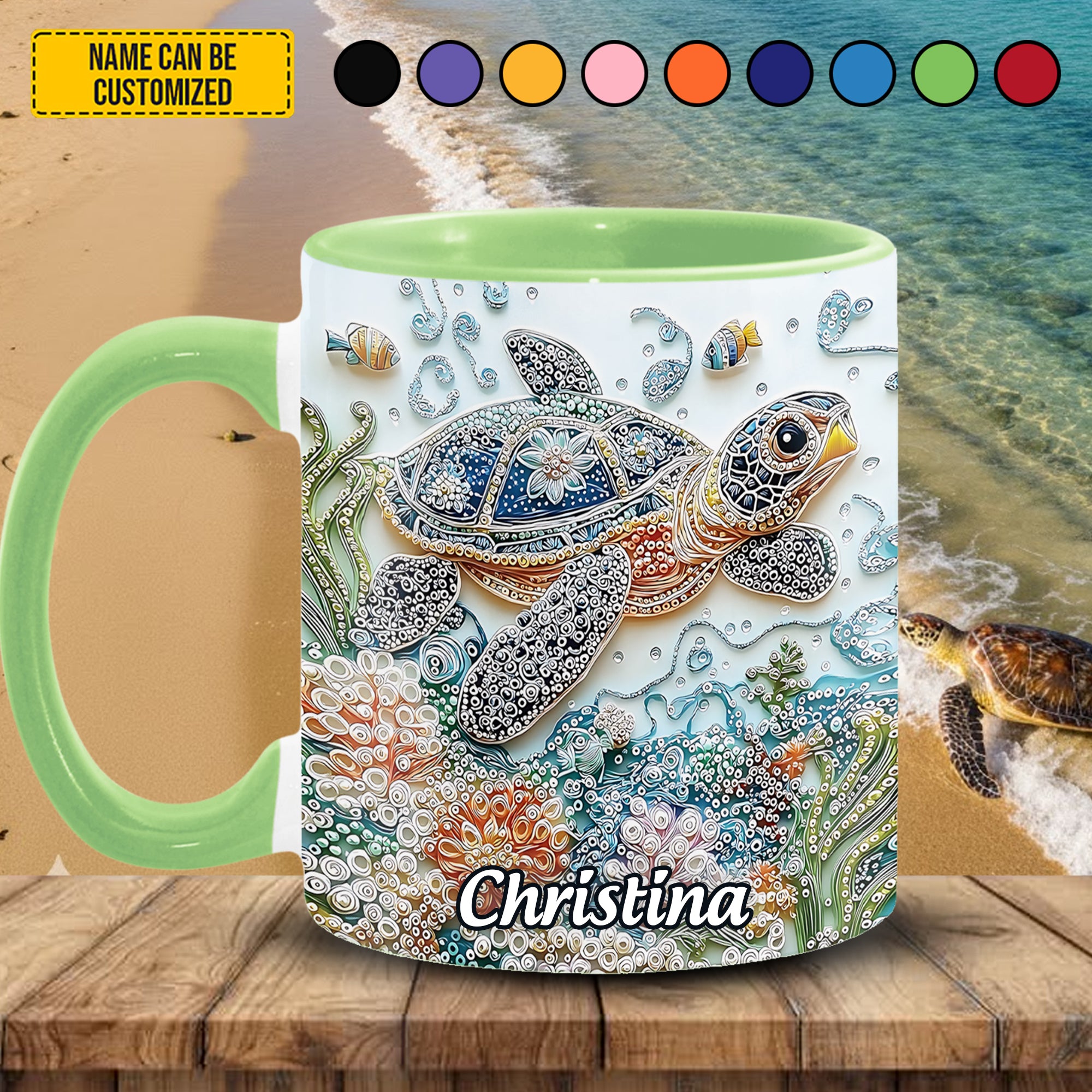 Personalized Crystal Turtle Ocean Accent Mug Gift Ideas For Sea Turtle Lovers