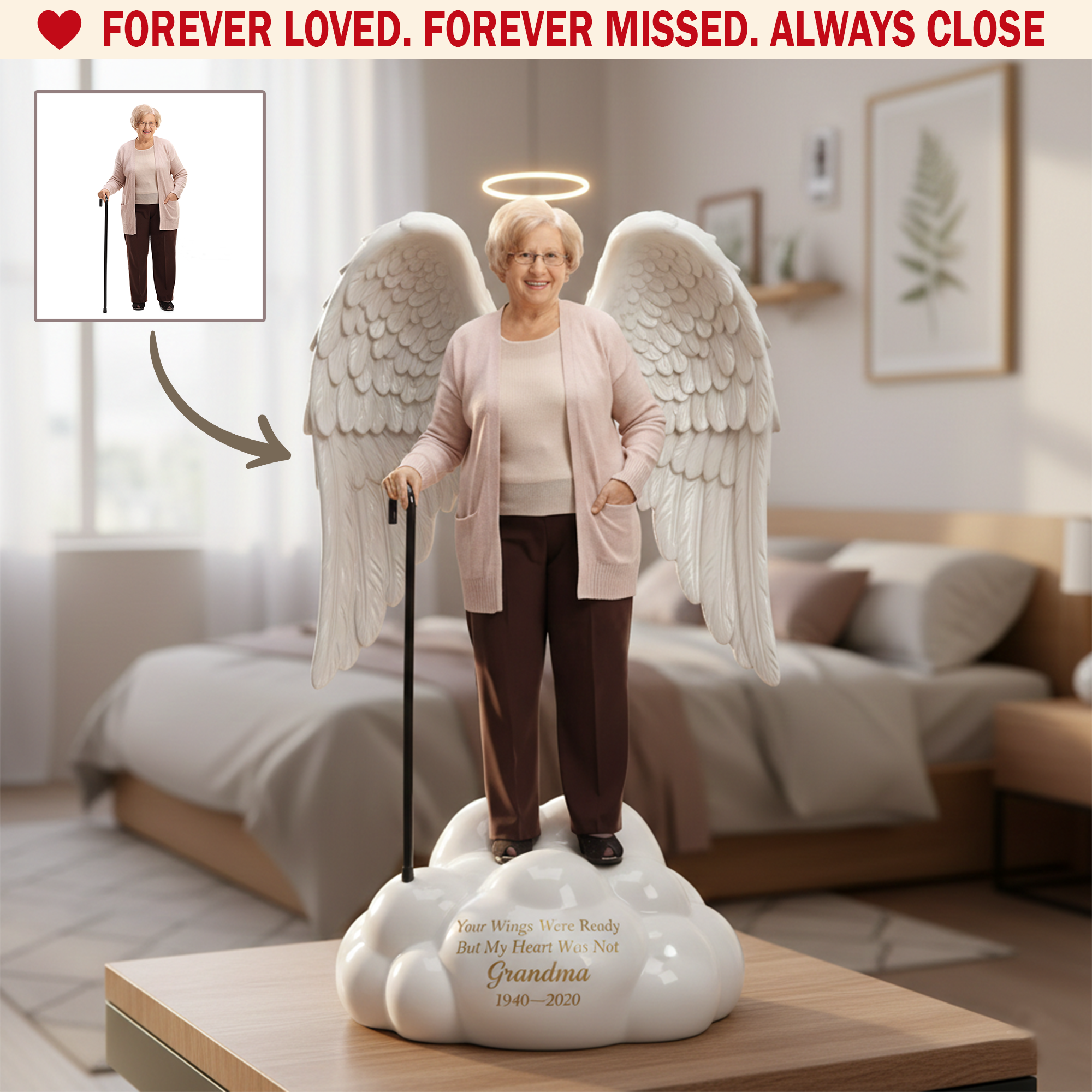 Personalized Custom Shaped Acrylic Plaque Angel Wings Memorial Gifts For Bereavement - Image 3