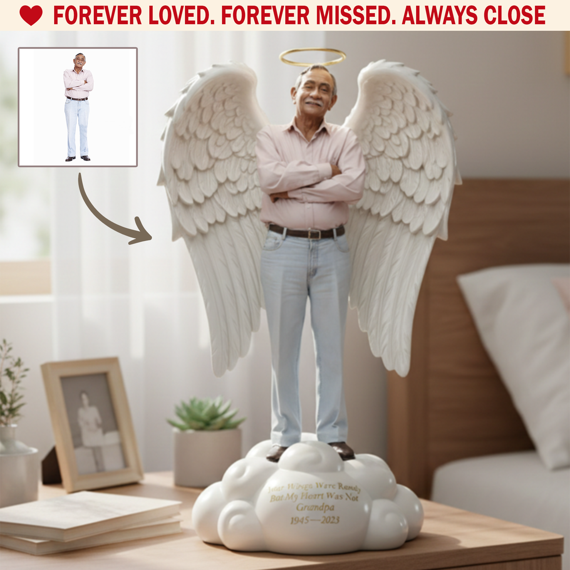 Personalized Custom Shaped Acrylic Plaque Angel Wings Memorial Gifts For Bereavement - Image 2