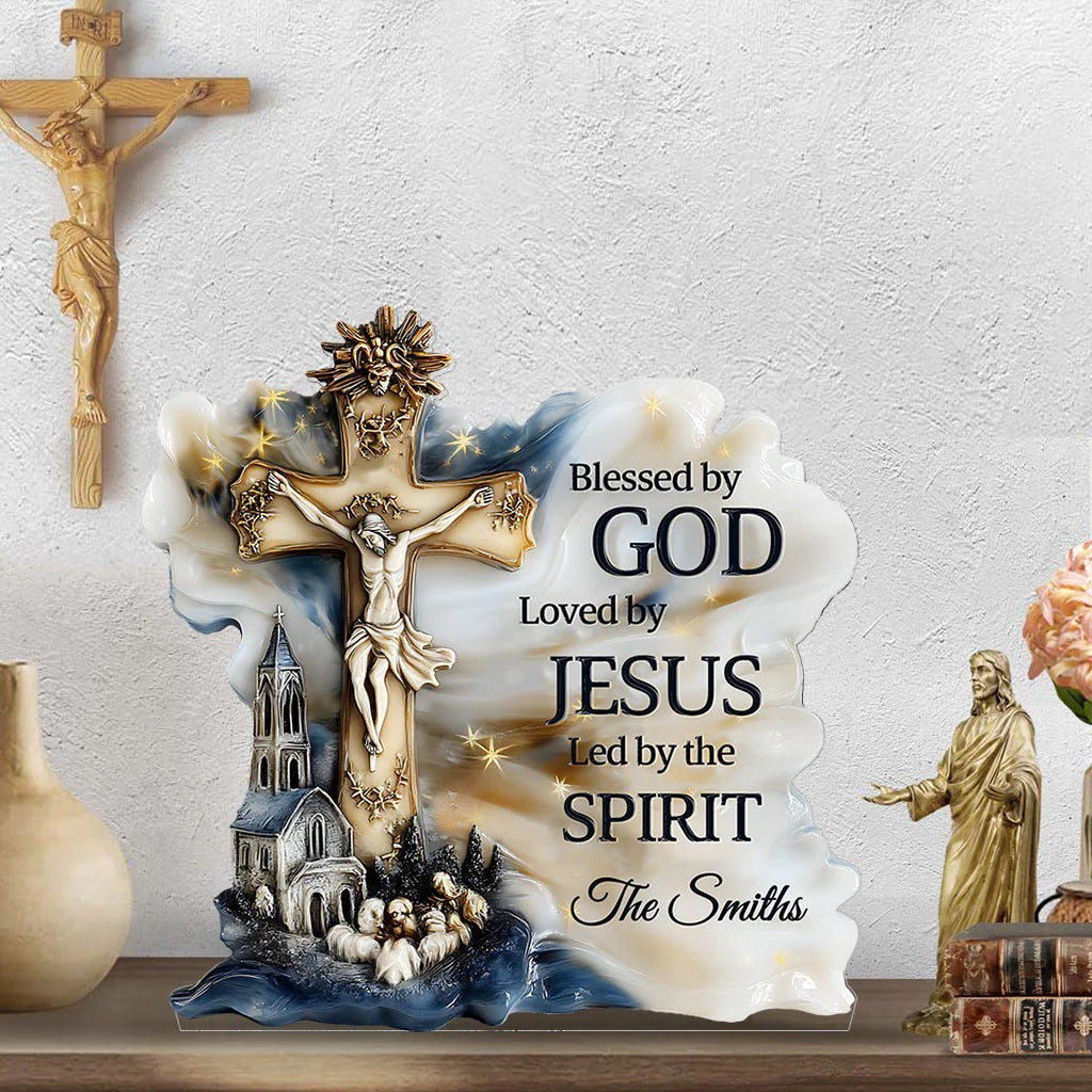 Personalized Custom Shaped Acrylic Plaque Blessed By God Great Christian Gifts