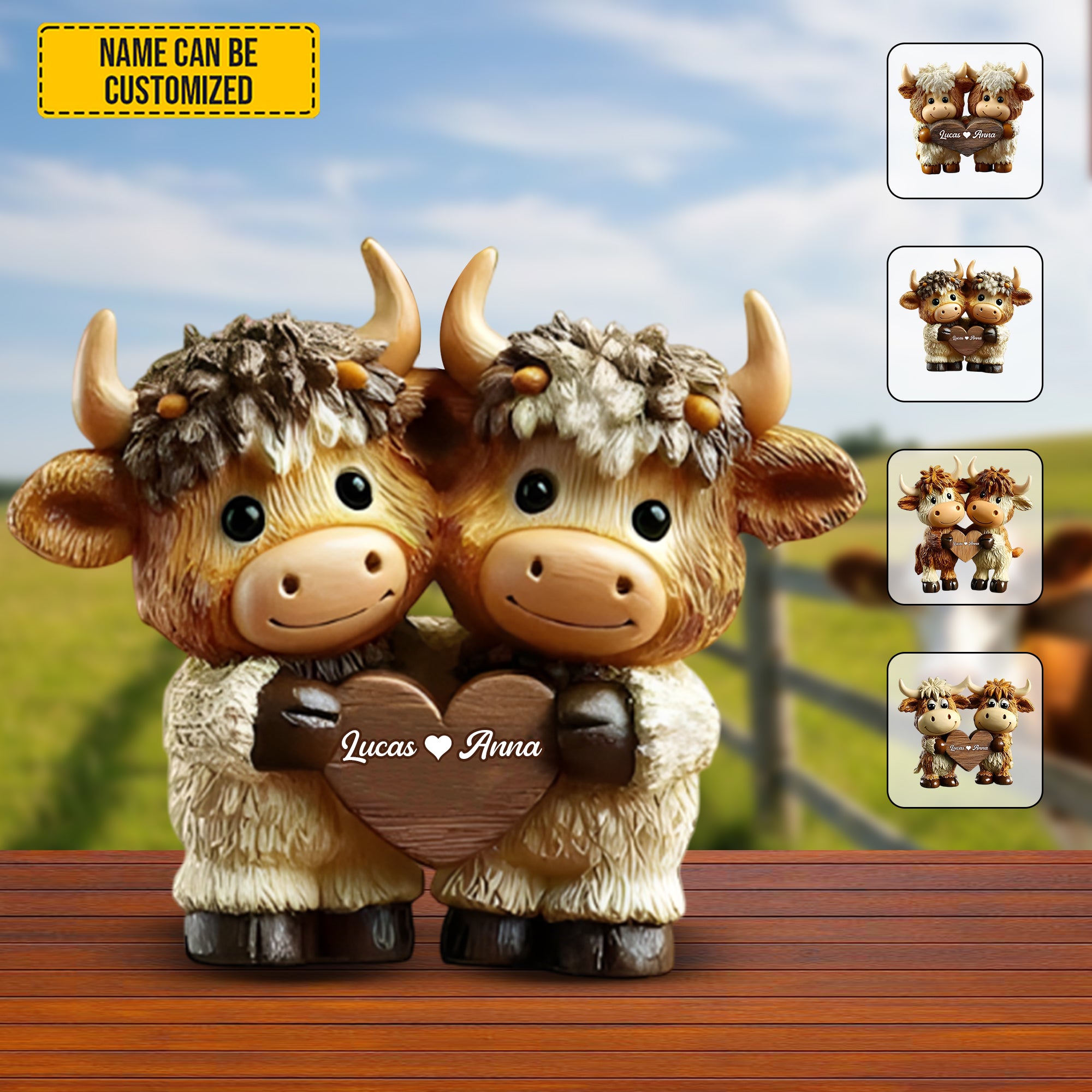 Personalized Custom Shaped Acrylic Plaque Cute Highland Cow Couple Gifts For Couples Who Have Everything
