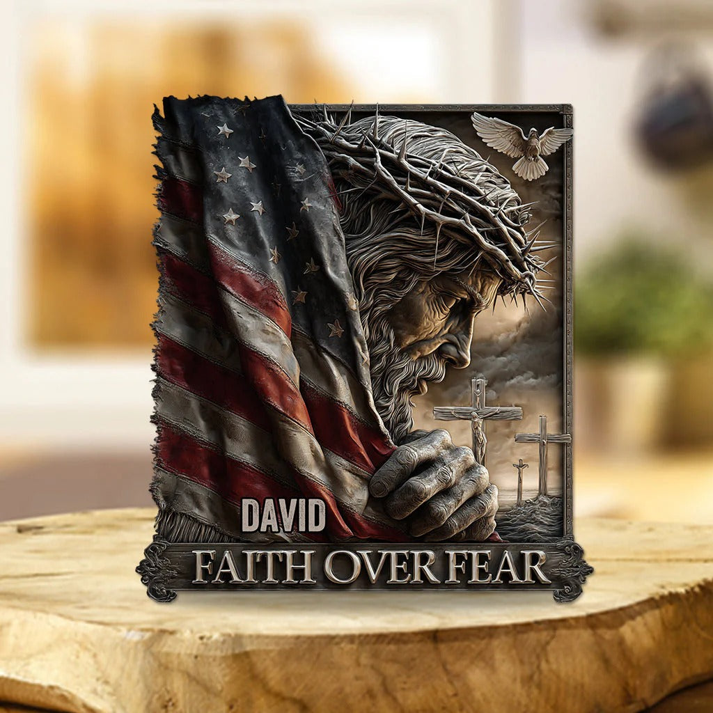 Personalized Custom Shaped Acrylic Plaque Faith Over Fear Unique Christian Gifts - Image 2