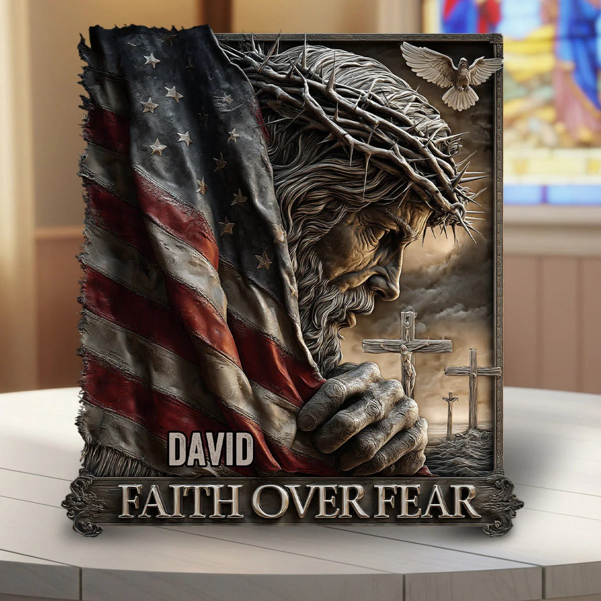 Personalized Custom Shaped Acrylic Plaque Faith Over Fear Unique Christian Gifts