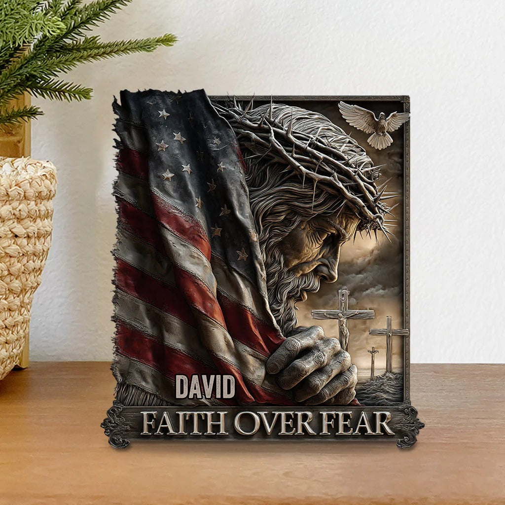 Personalized Custom Shaped Acrylic Plaque Faith Over Fear Unique Christian Gifts - Image 3