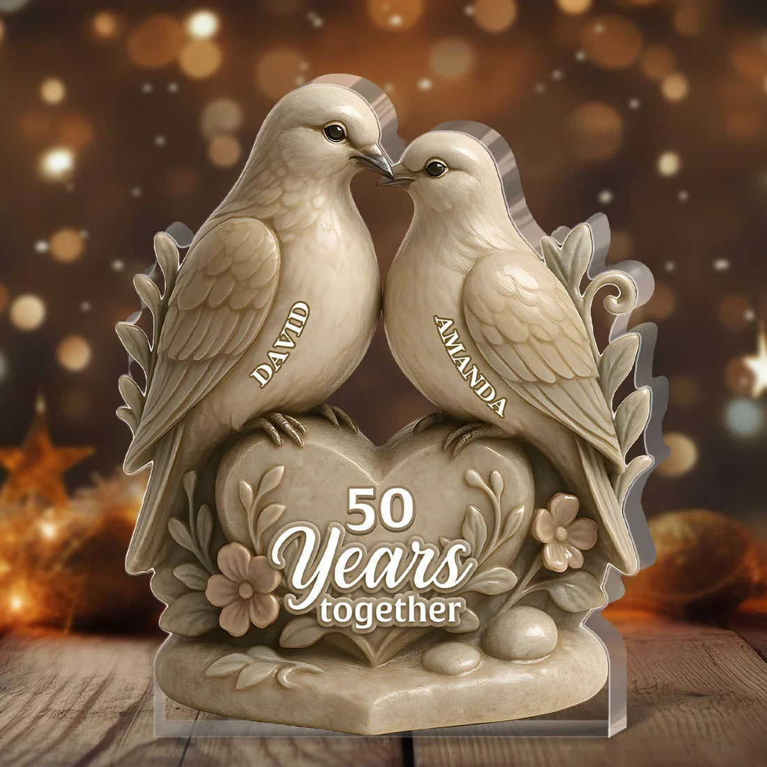Personalized Custom Shaped Squared Acrylic Plaque Couple Together Gift for Bird Lovers