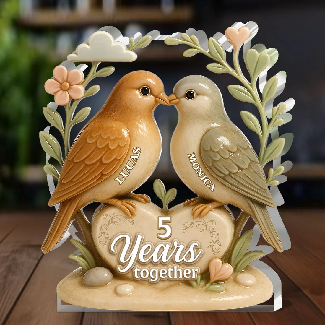 Personalized Custom Shaped Squared Acrylic Plaque Couple Together Gift for Bird Lovers - Image 2