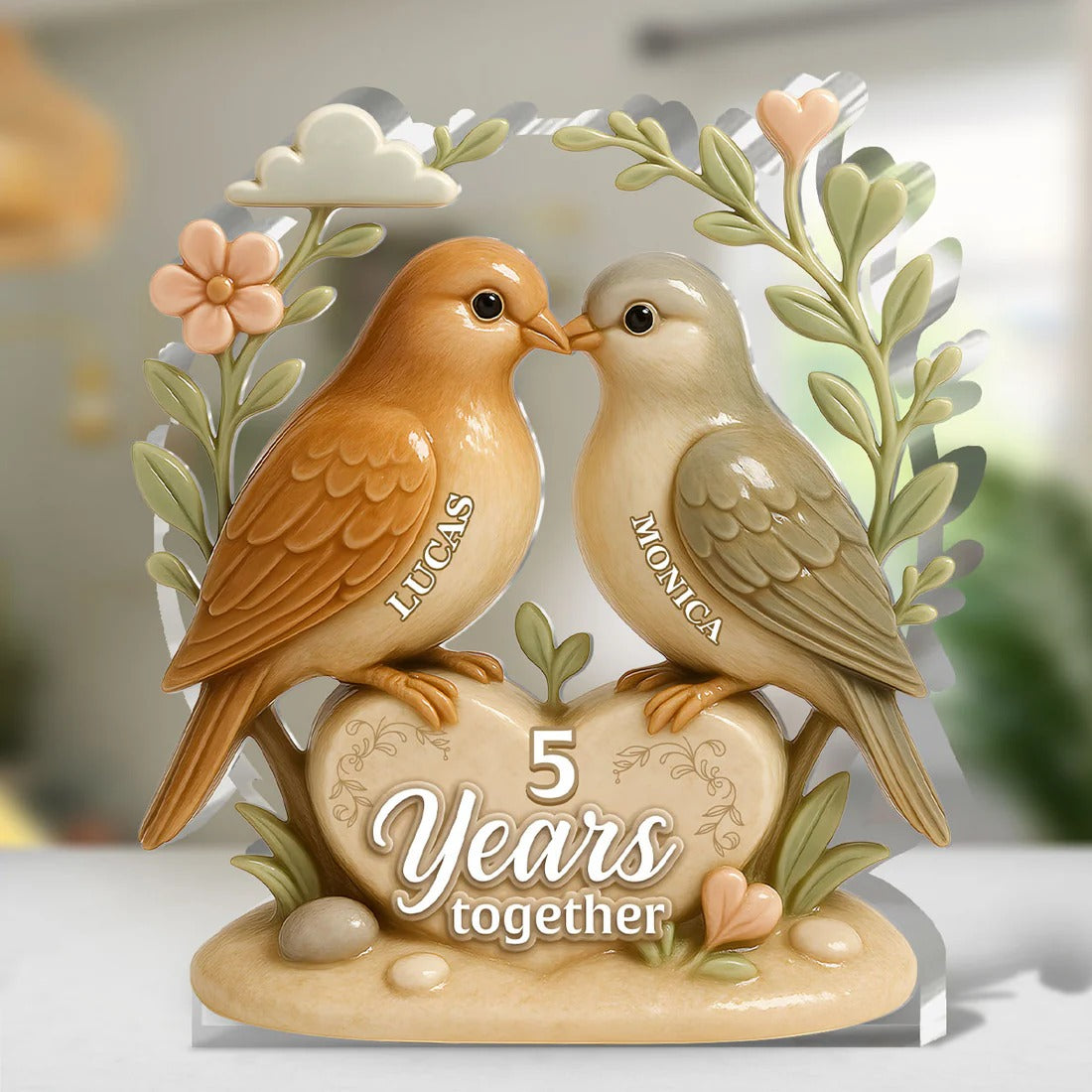 Personalized Custom Shaped Squared Acrylic Plaque Couple Together Gift for Bird Lovers - Image 3