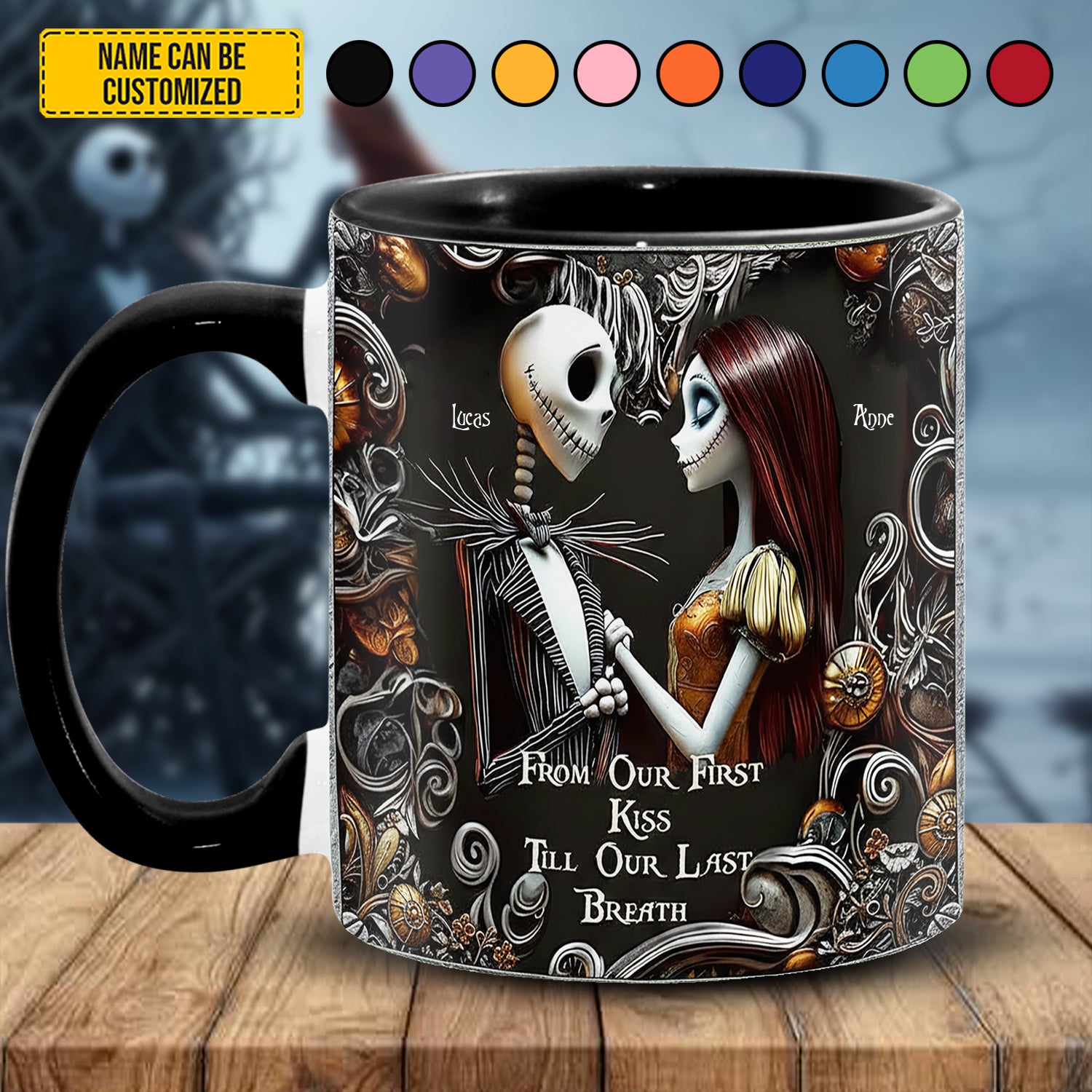 Personalized Cute Gothic Couple Accent Mug Great Gift For Him Her