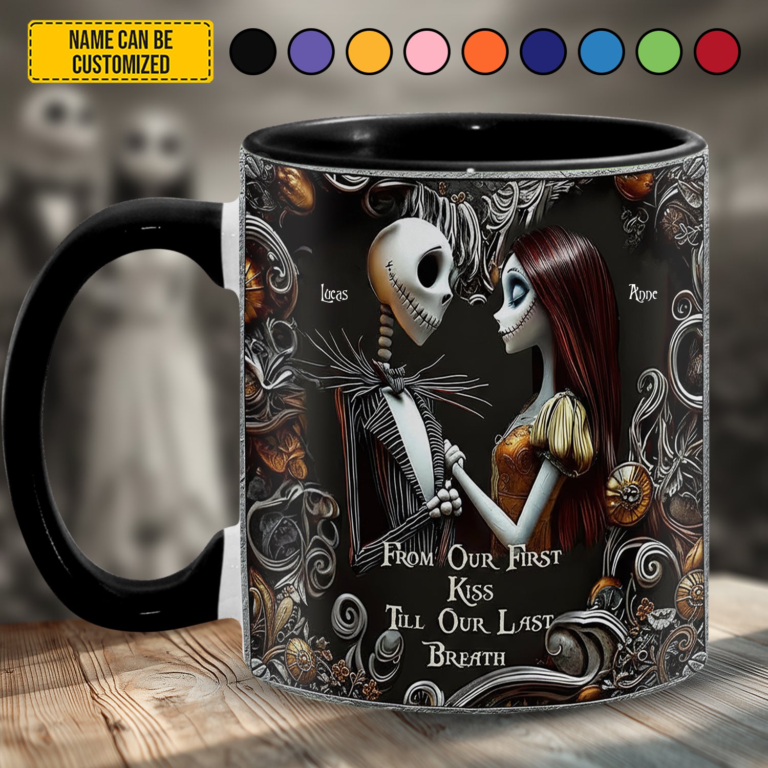 Personalized Cute Gothic Couple Accent Mug Great Gift For Him Her - Image 2