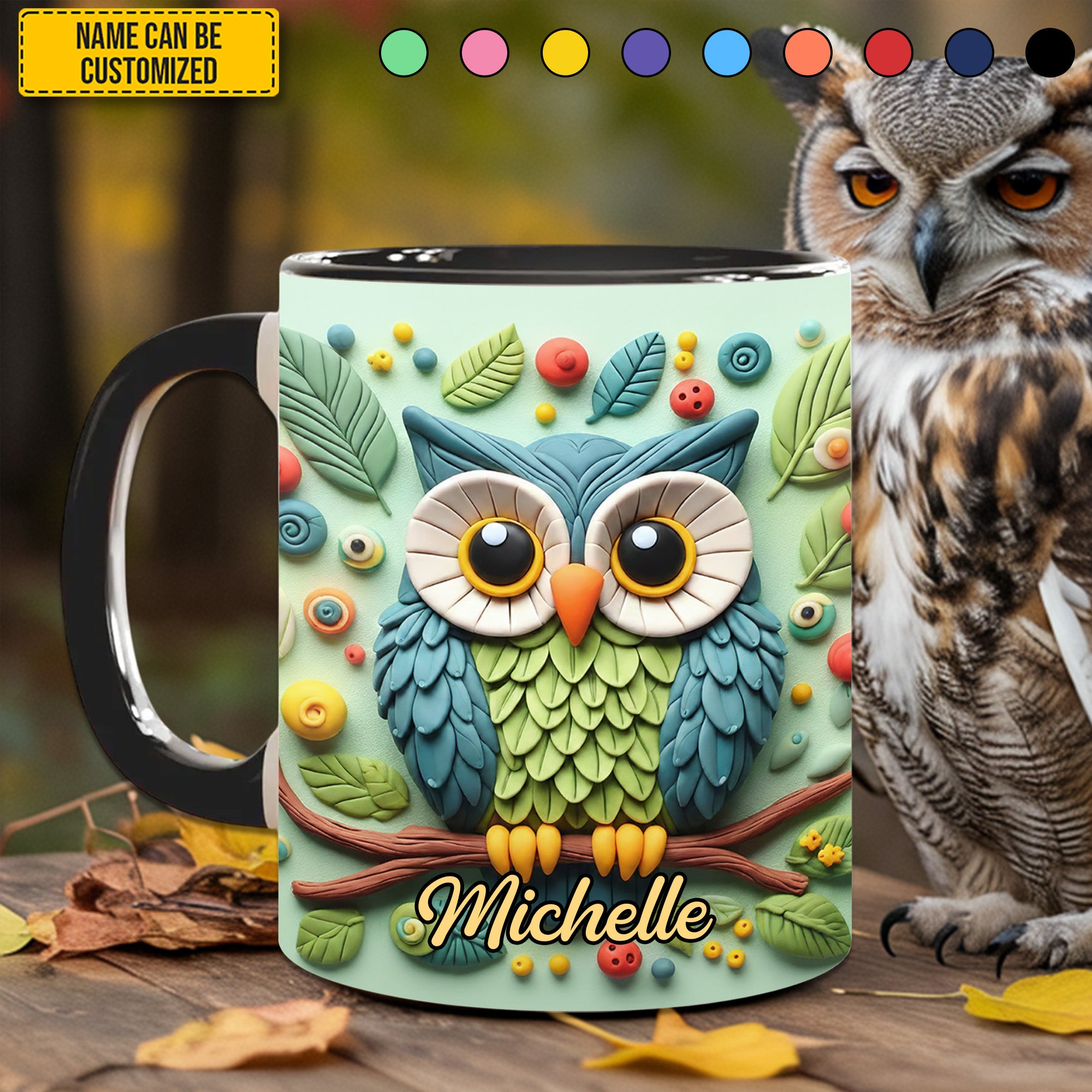 Personalized Cute Owl Accent Mug Owl Gifts For Him Her - Image 3