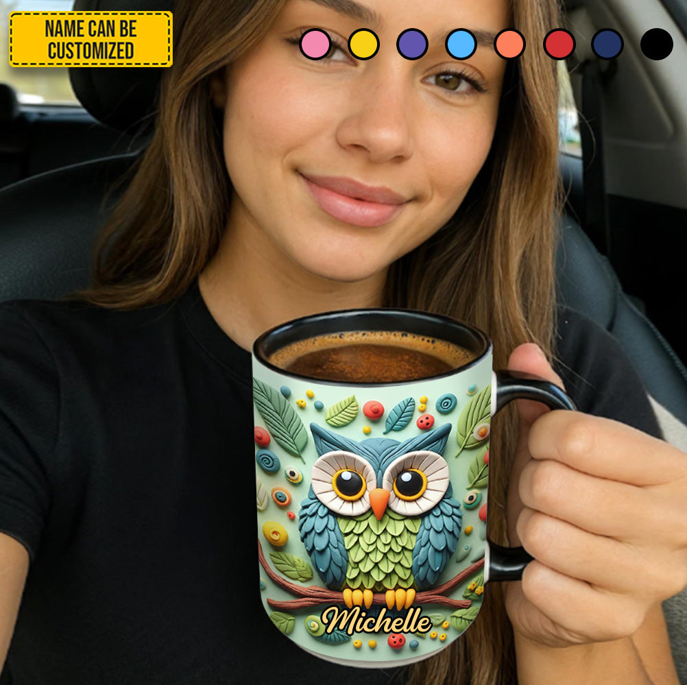 Personalized Cute Owl Accent Mug Owl Gifts For Him Her - Image 5