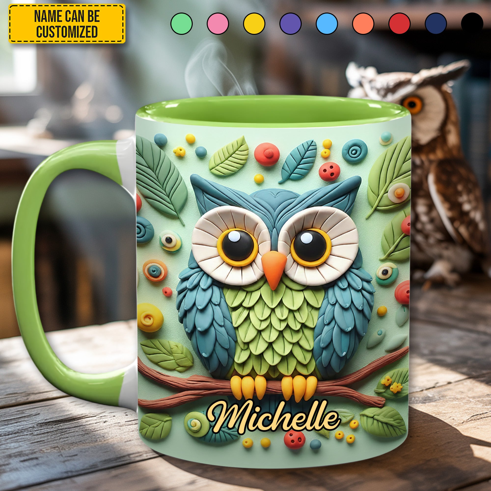 Personalized Cute Owl Accent Mug Owl Gifts For Him Her - Image 2