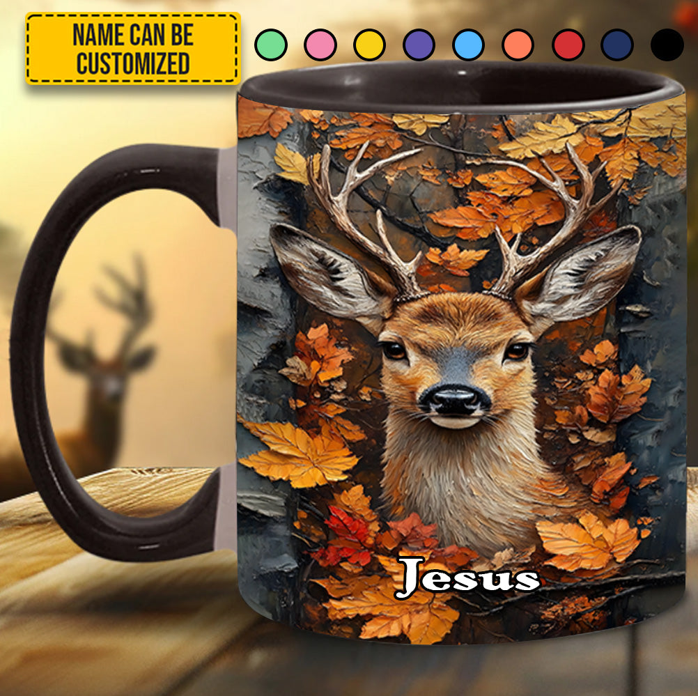 Personalized Deer Accent Mug Autumn Stag Deer Themed Gifts For Him - Image 6