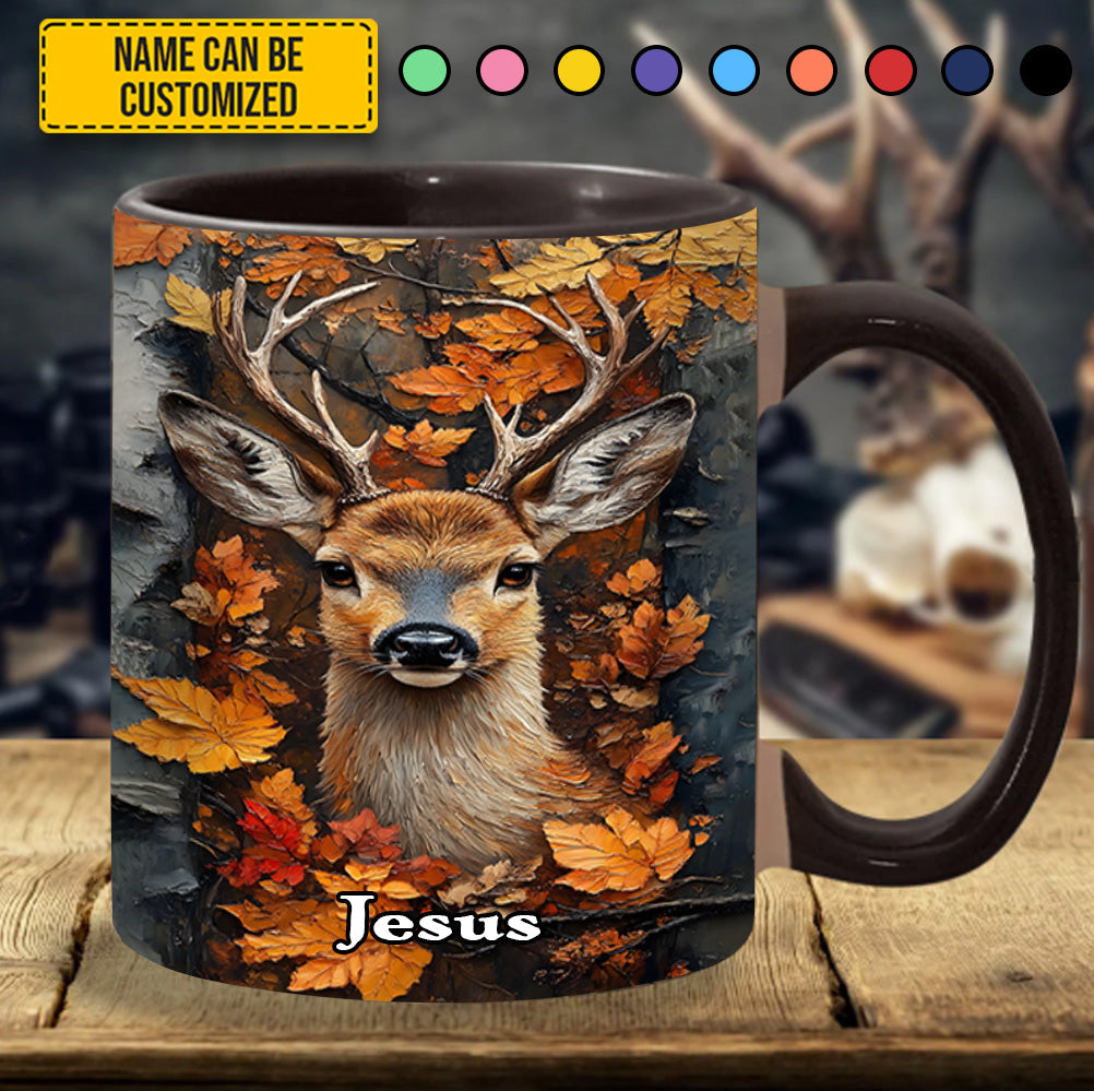 Personalized Deer Accent Mug Autumn Stag Deer Themed Gifts For Him - Image 4