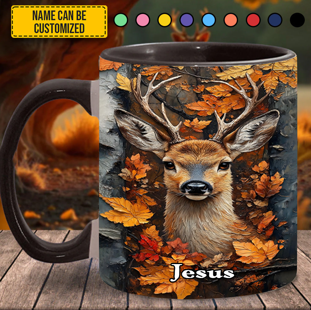 Personalized Deer Accent Mug Autumn Stag Deer Themed Gifts For Him - Image 2