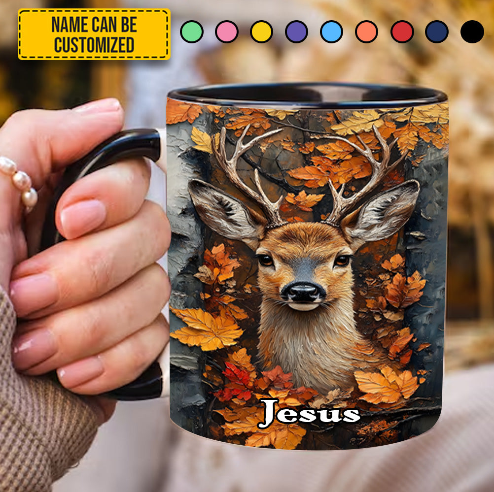 Personalized Deer Accent Mug Autumn Stag Deer Themed Gifts For Him - Image 5