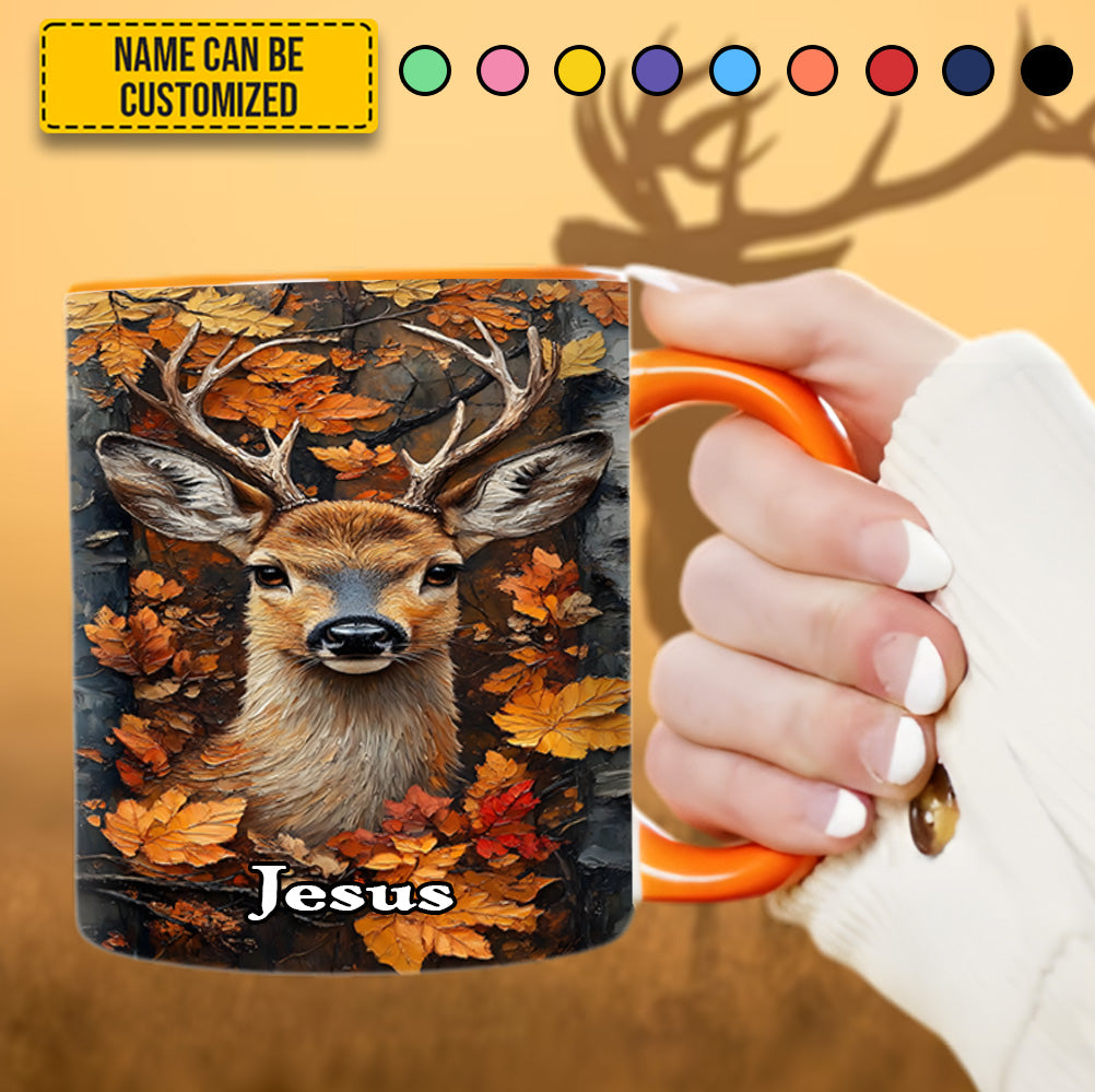 Personalized Deer Accent Mug Autumn Stag Deer Themed Gifts For Him