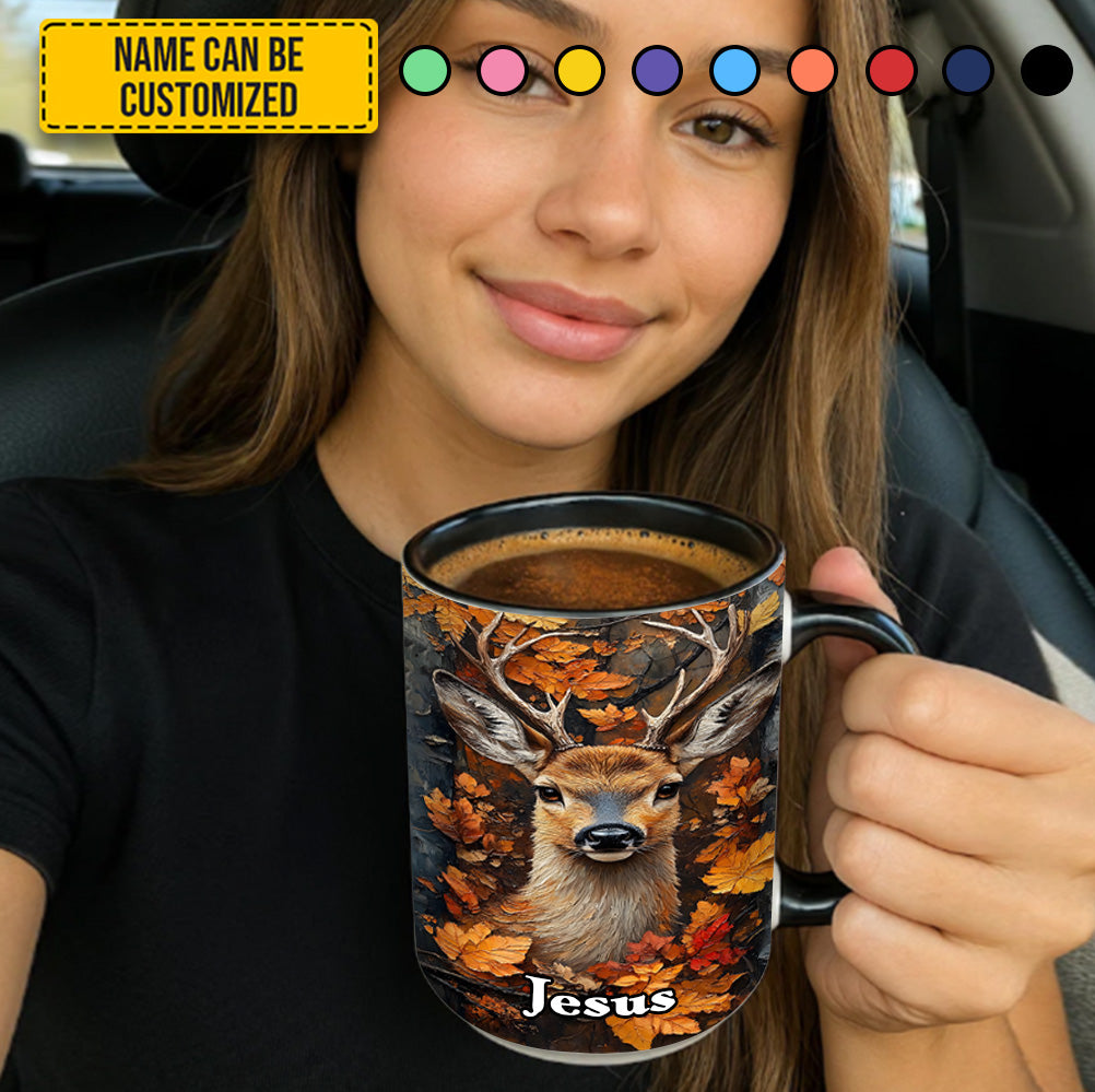 Personalized Deer Accent Mug Autumn Stag Deer Themed Gifts For Him - Image 3