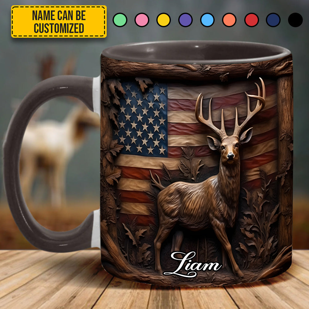 Personalized Deer Accent Mug Deer & American Flag Birthday Presents For Deer Lovers - Image 6