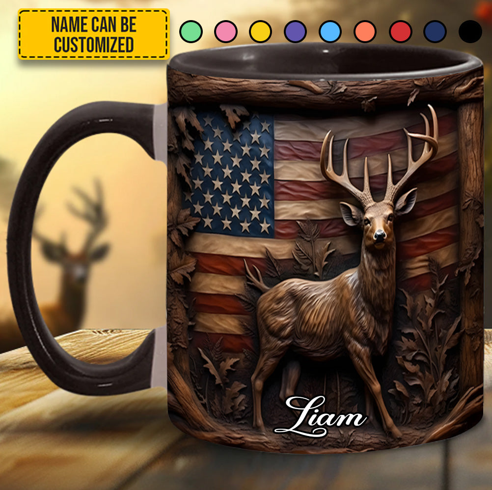 Personalized Deer Accent Mug Deer & American Flag Birthday Presents For Deer Lovers - Image 5