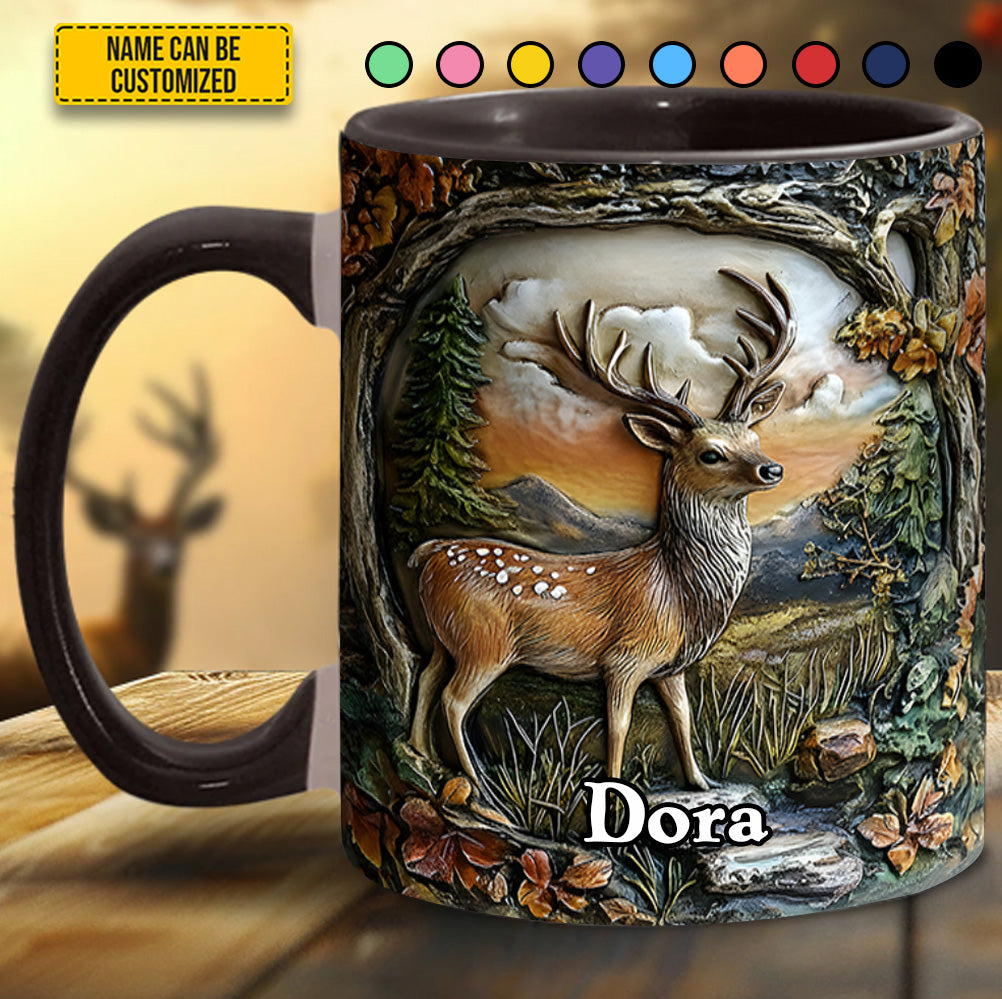 Personalized Deer Accent Mug Deer In Forest Cool Gifts For Deer Hunters - Image 2