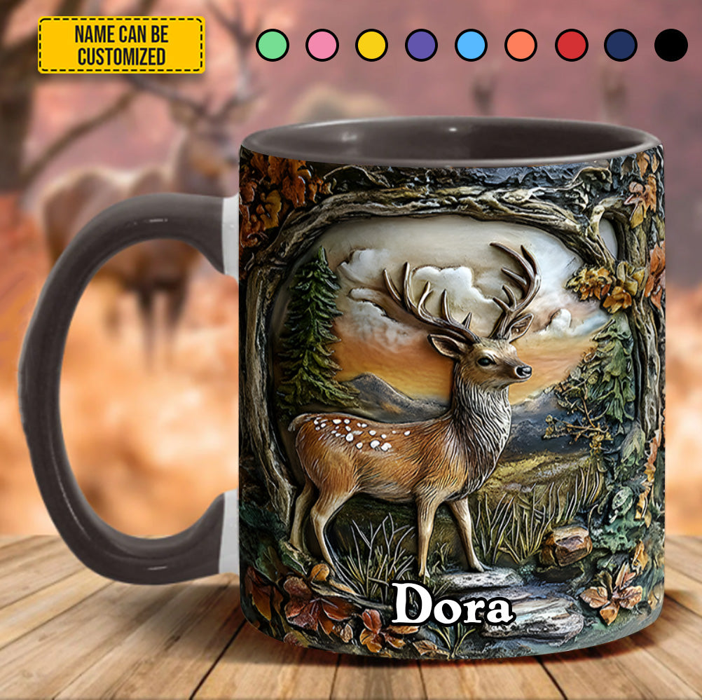 Personalized Deer Accent Mug Deer In Forest Cool Gifts For Deer Hunters