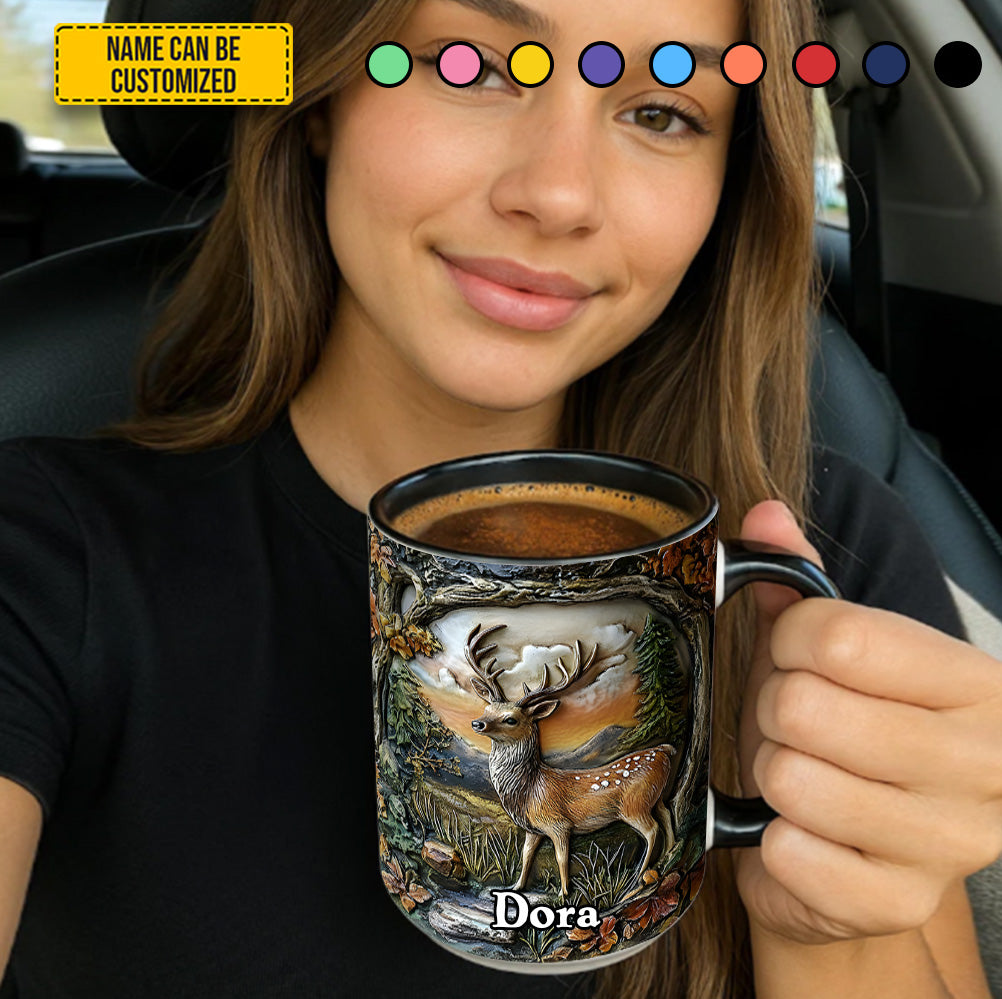 Personalized Deer Accent Mug Deer In Forest Cool Gifts For Deer Hunters - Image 5