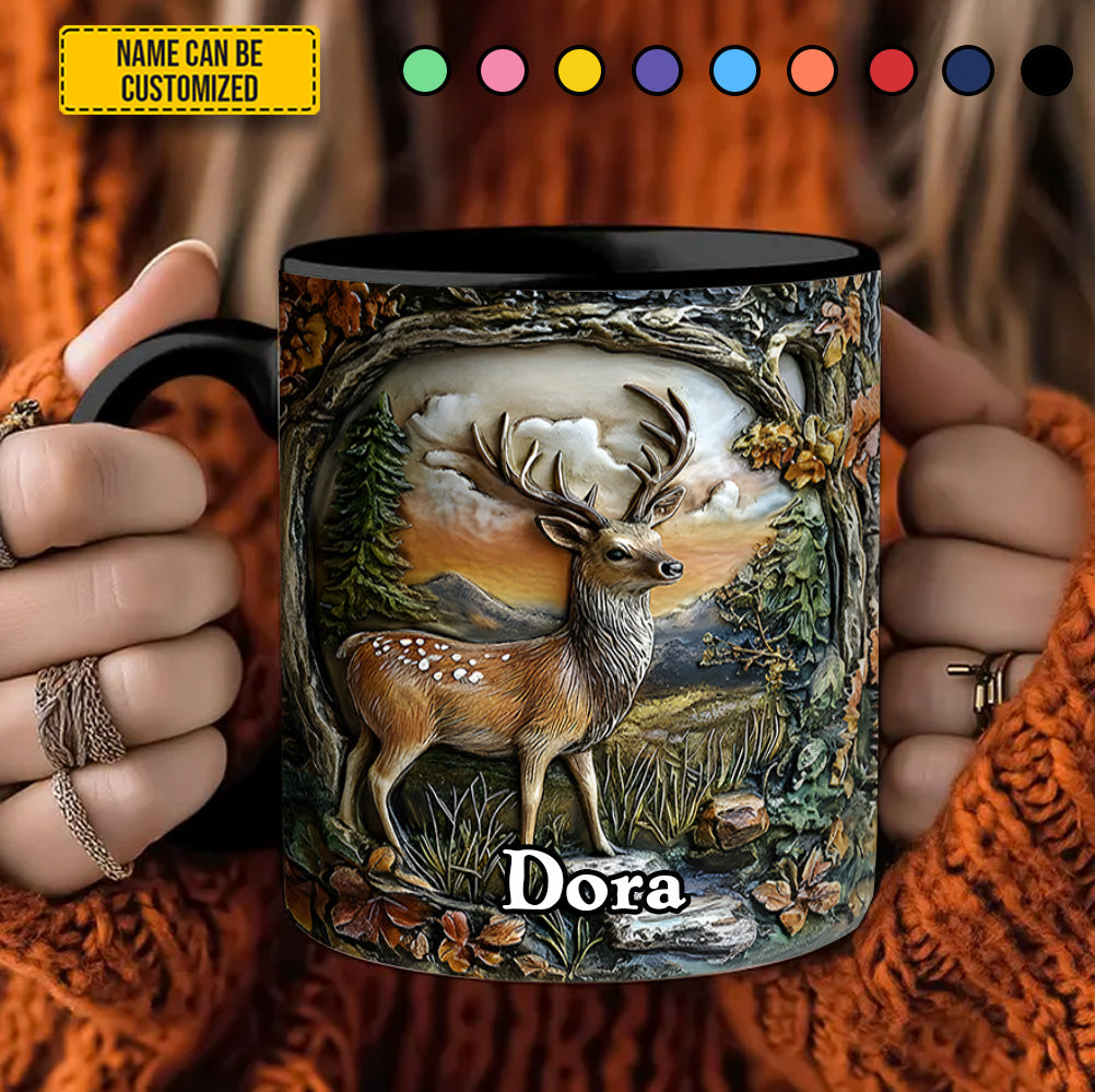 Personalized Deer Accent Mug Deer In Forest Cool Gifts For Deer Hunters - Image 4