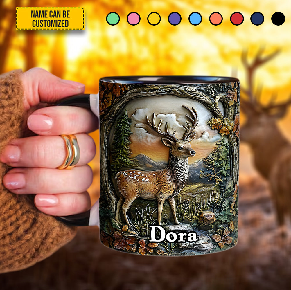 Personalized Deer Accent Mug Deer In Forest Cool Gifts For Deer Hunters - Image 3