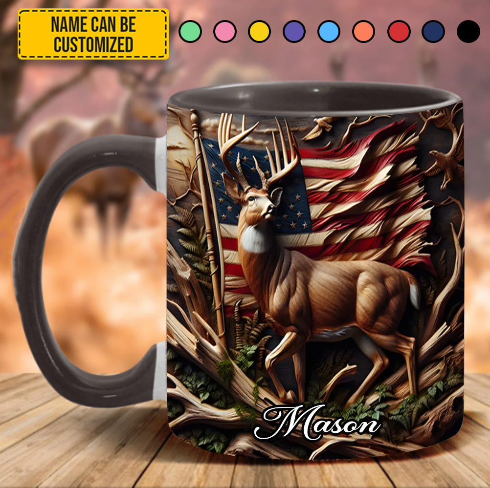 Personalized Deer & American Flag Accent Mug Unique Gift For Him Her - Image 6