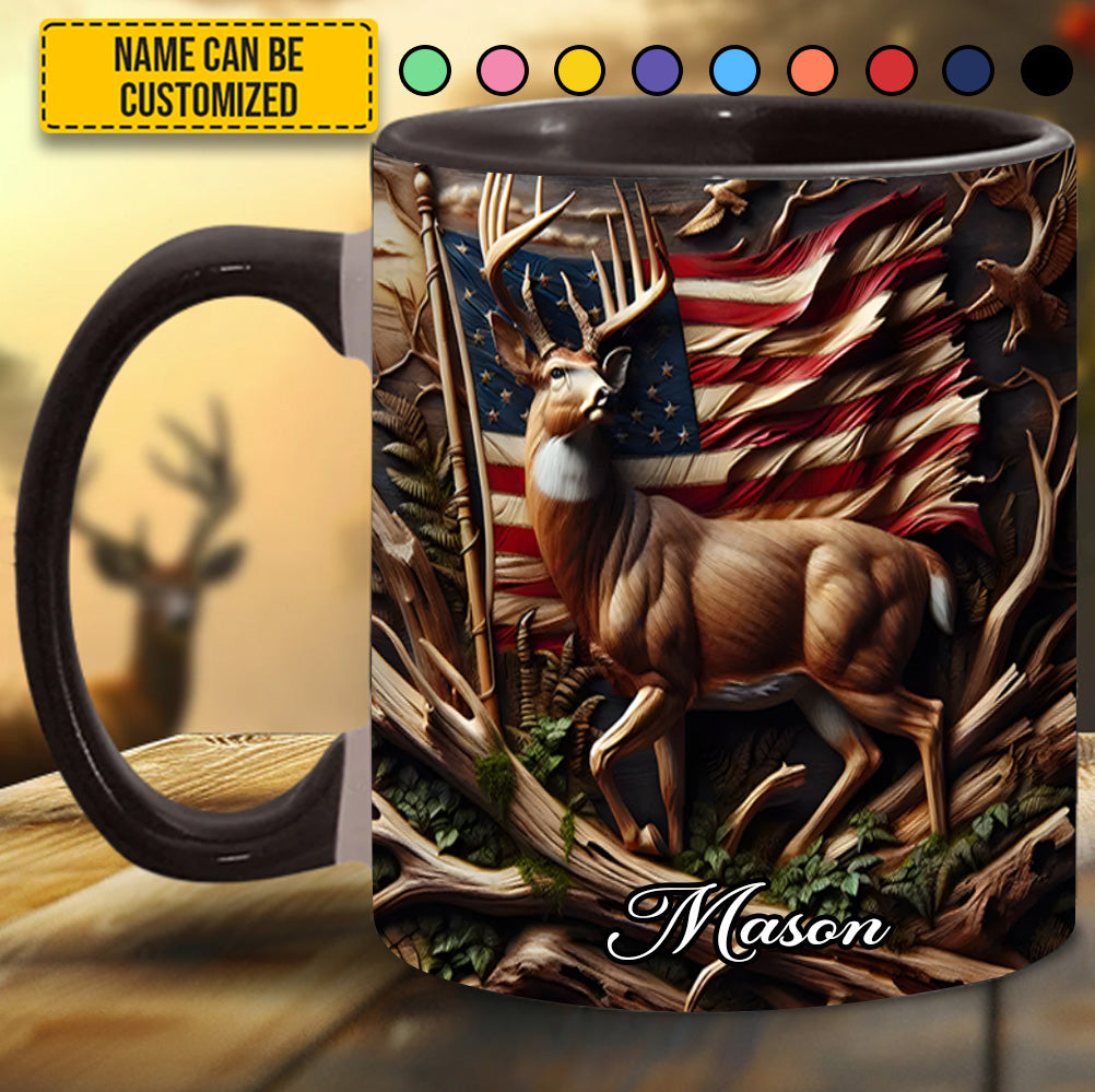 Personalized Deer & American Flag Accent Mug Unique Gift For Him Her - Image 5