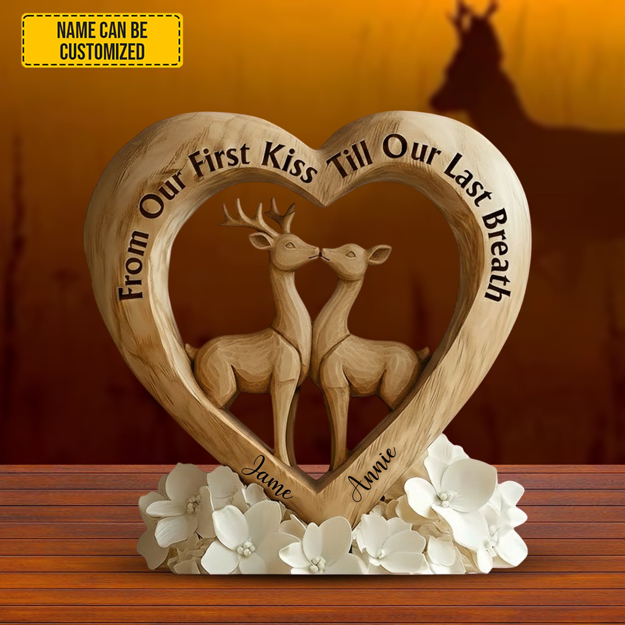 Personalized Deer Couple Acrylic Plaque First Kiss To Last Breath Marriage Presents - Image 3