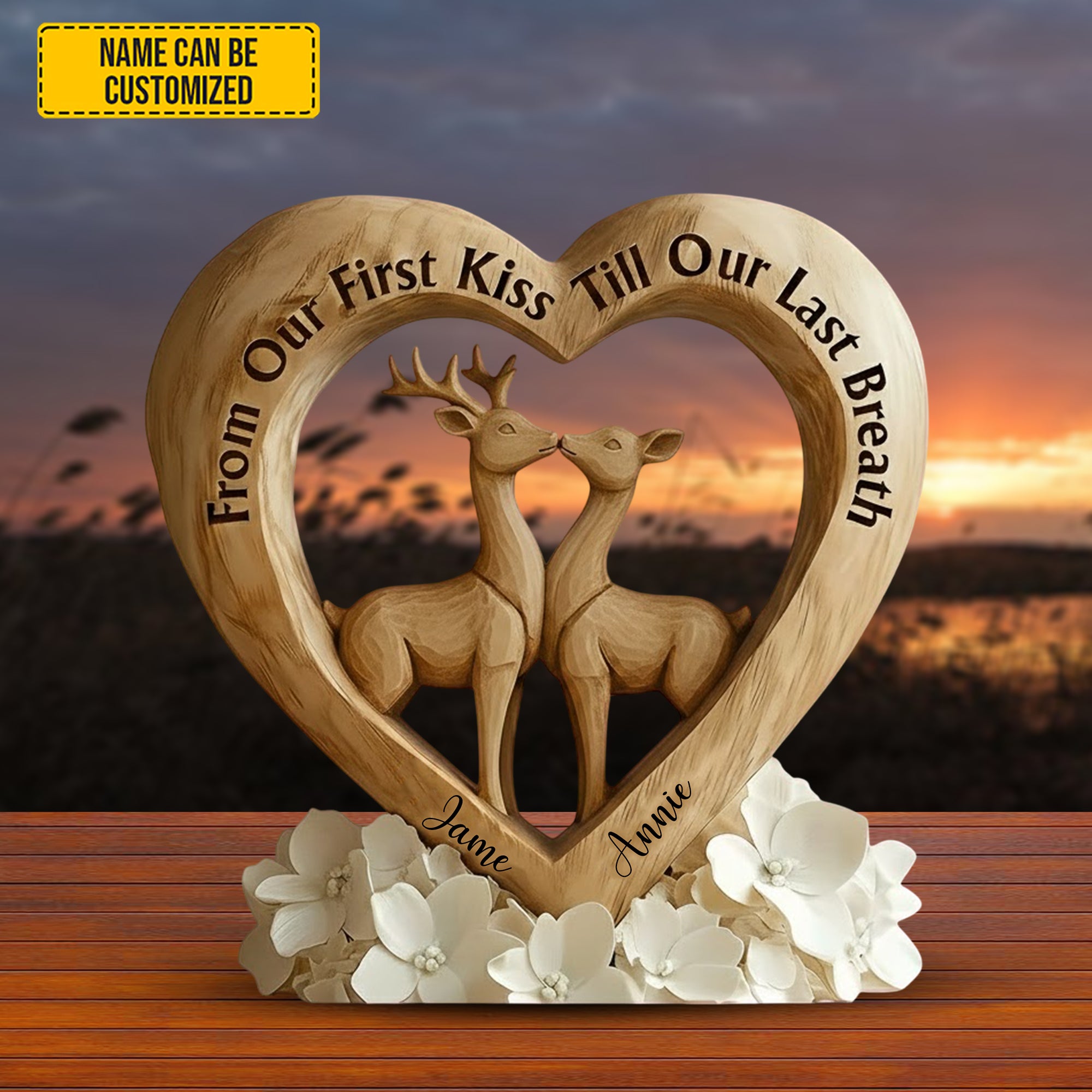 Personalized Deer Couple Acrylic Plaque First Kiss To Last Breath Marriage Presents - Image 2