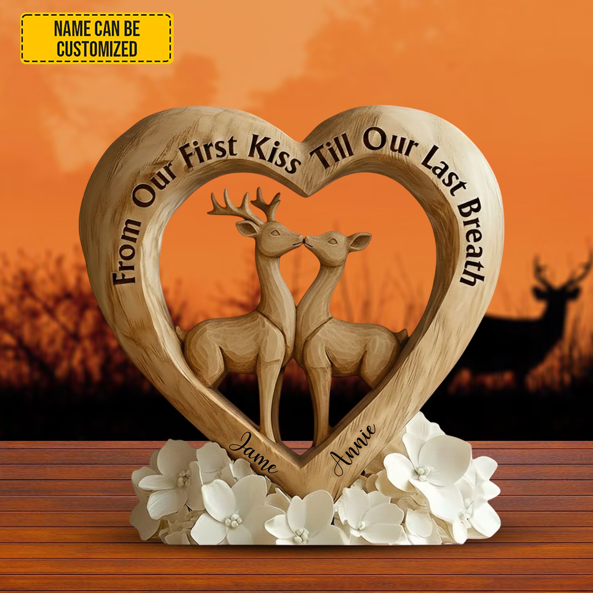Personalized Deer Couple Acrylic Plaque First Kiss To Last Breath Marriage Presents