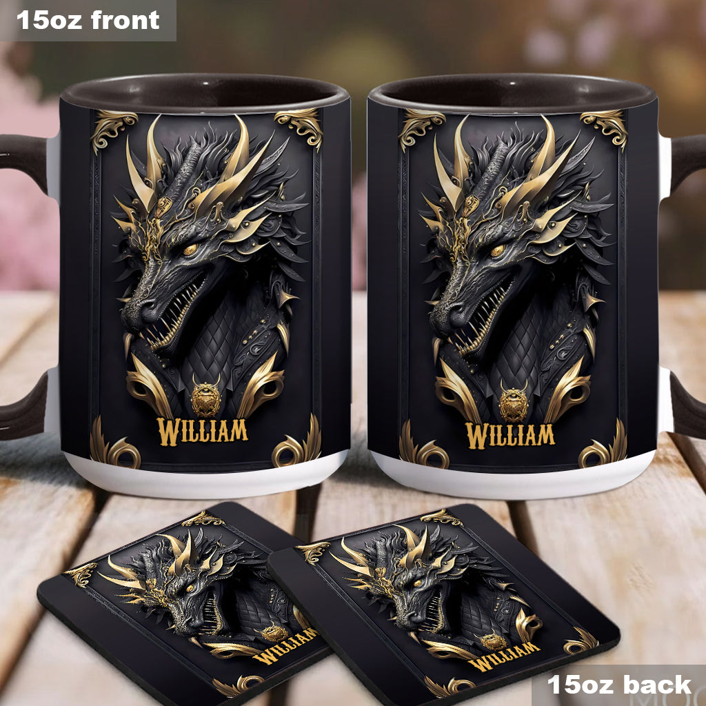 Personalized Dragon Accent Mug Black Dragon Dragon Gifts For Men - Image 2