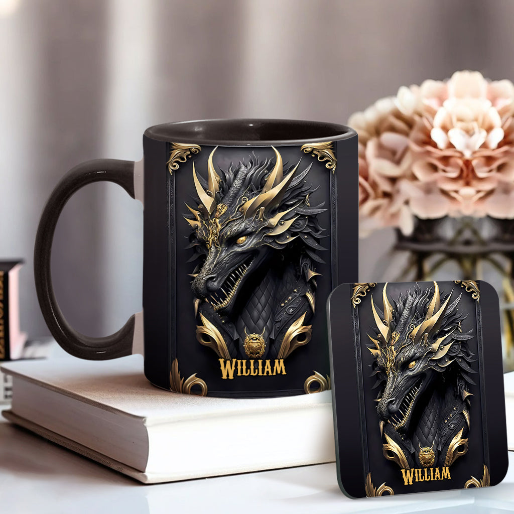 Personalized Dragon Accent Mug Black Dragon Dragon Gifts For Men