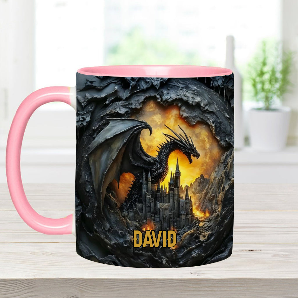 Personalized Dragon Accent Mug Dragons With Castle Gift For Someone Who Loves Dragonflies - Image 12