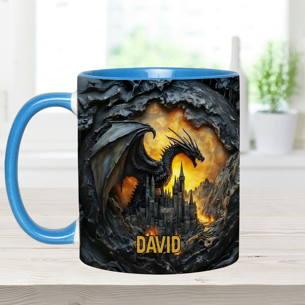 Personalized Dragon Accent Mug Dragons With Castle Gift For Someone Who Loves Dragonflies - Image 9
