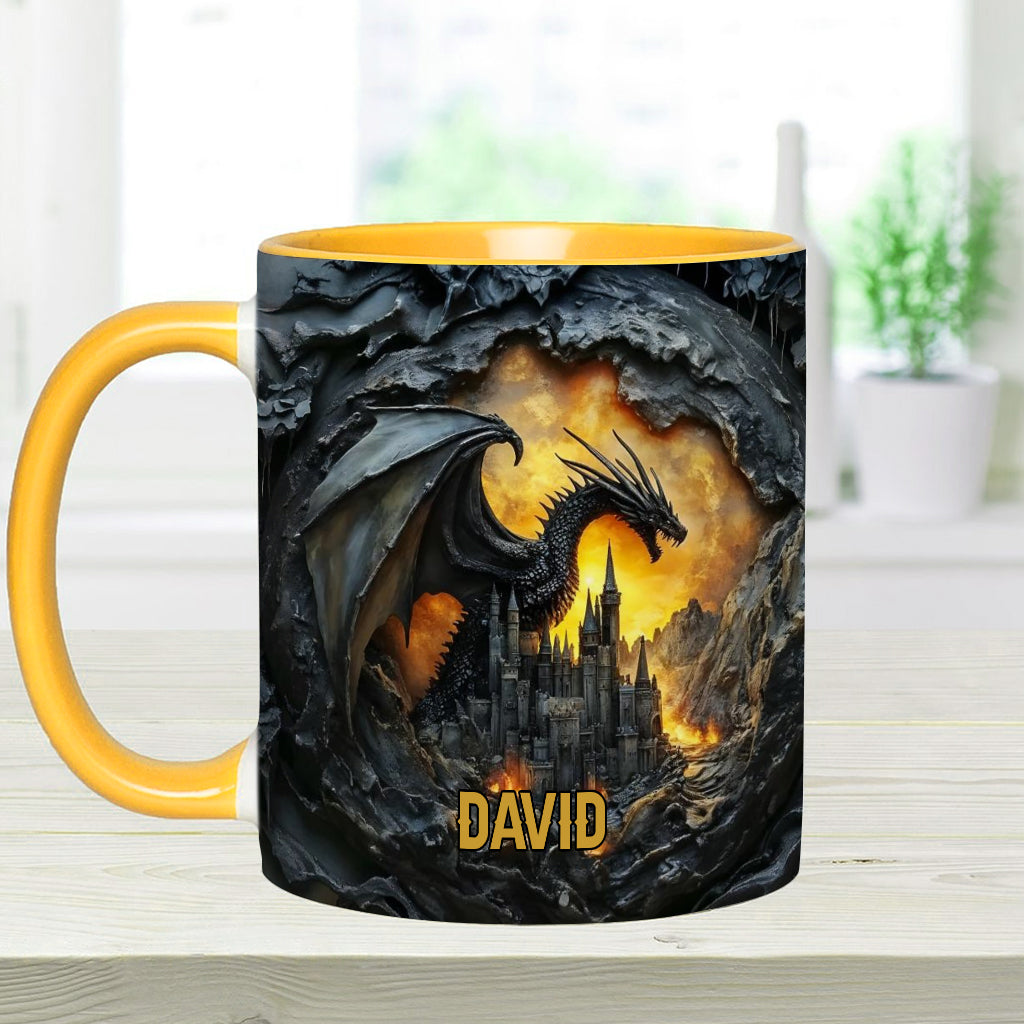 Personalized Dragon Accent Mug Dragons With Castle Gift For Someone Who Loves Dragonflies - Image 13