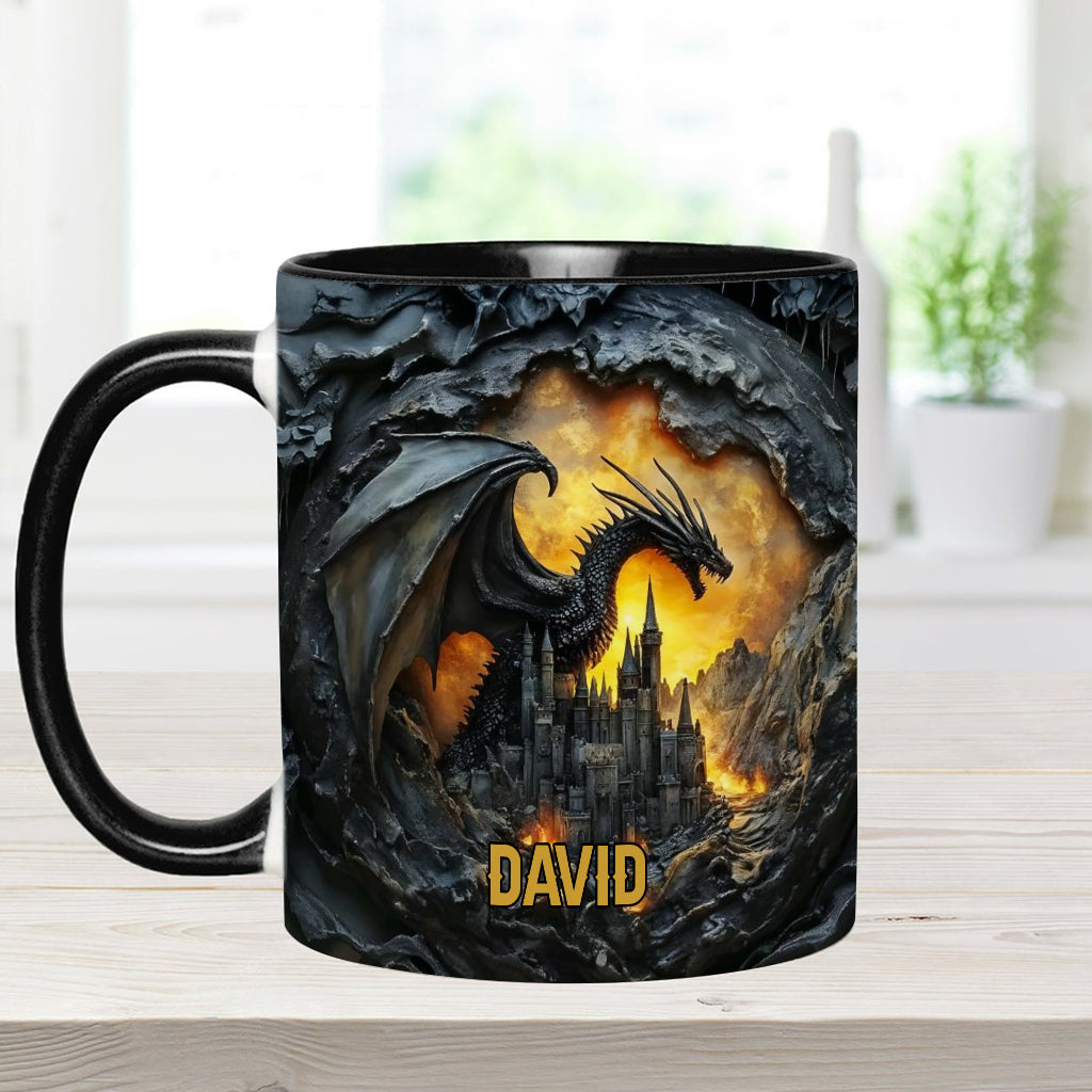 Personalized Dragon Accent Mug Dragons With Castle Gift For Someone Who Loves Dragonflies - Image 6
