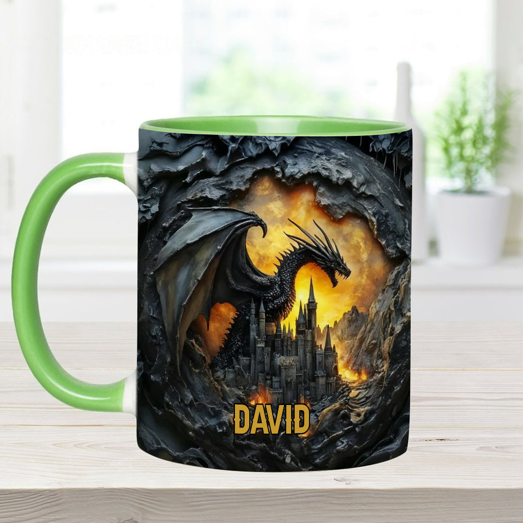 Personalized Dragon Accent Mug Dragons With Castle Gift For Someone Who Loves Dragonflies - Image 8