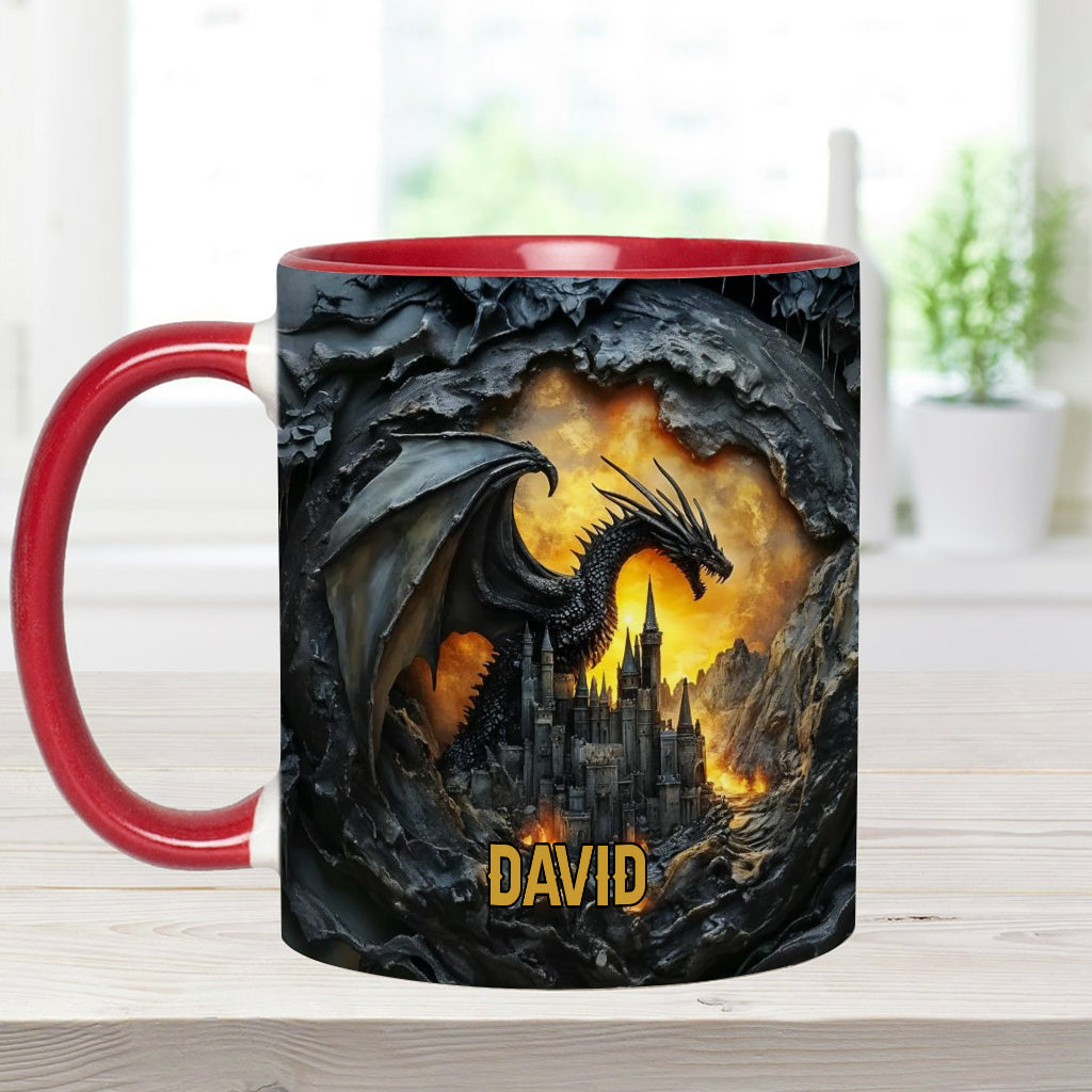 Personalized Dragon Accent Mug Dragons With Castle Gift For Someone Who Loves Dragonflies - Image 7