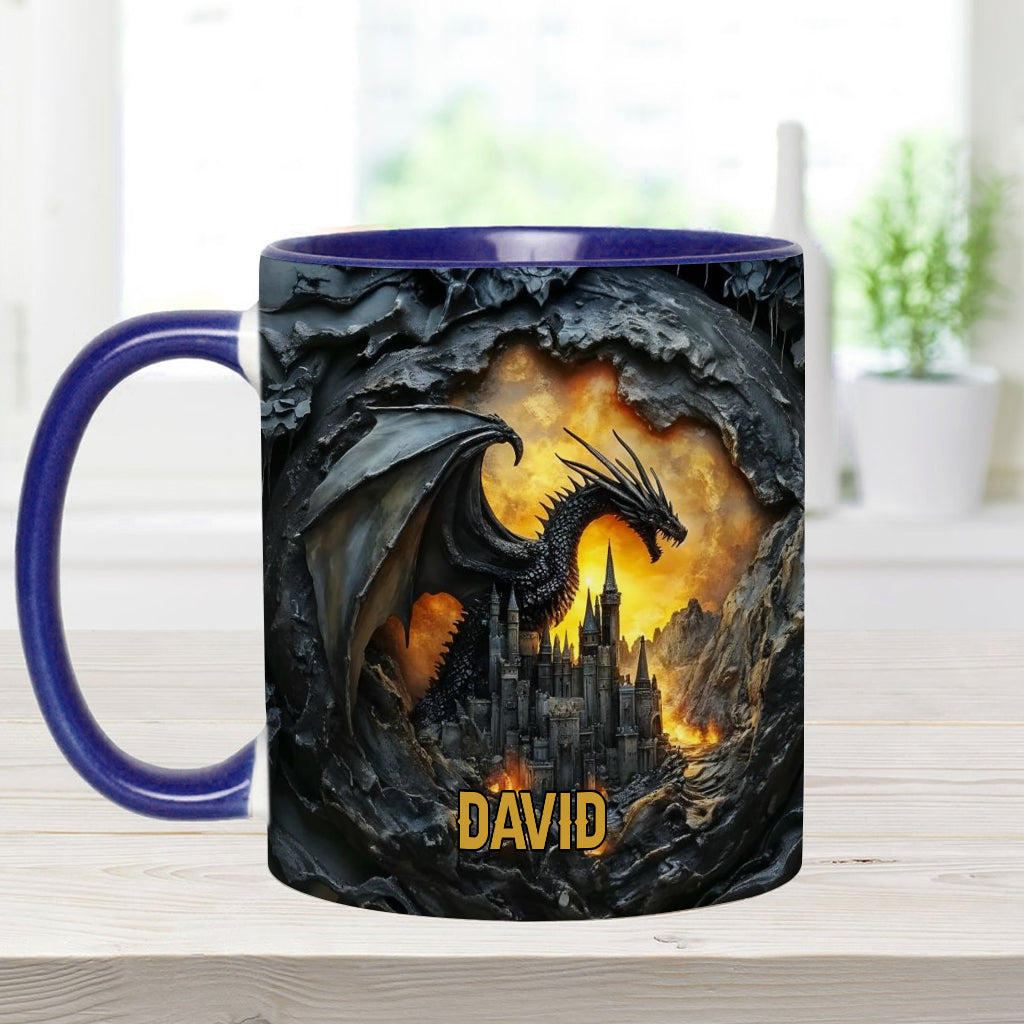 Personalized Dragon Accent Mug Dragons With Castle Gift For Someone Who Loves Dragonflies - Image 10